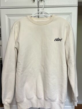 Le Cartel Montreal Embroidered Crewneck Sweatshirt Off-White Cream Size XS